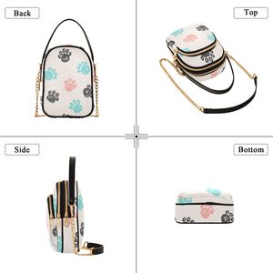 <b>Large</b> Capacity 3-Pocket Ultrasonic Quilted Nylon Crossbody, Colorful Animal Paw Print Sling Bag with Leather Handle - Product Image 3