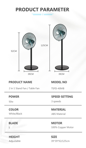16 Inch Kantelen En Oscillerende Functies Stand & Tafel Fan <span class=keywords><strong>2</strong></span> In 1 Verstelbare Hoogte - Product Image 6