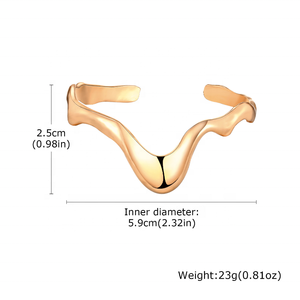 Joyería fina minimalista para mujer, moda para mujer, pulsera abierta líquida exagerada, collar, conjunto de joyería Irregular con giro geométrico dorado - Product Image 2