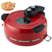 Anbolife Oven Pizza Listrik 2000W Oven Panggang Meja 400C Jendela Transparan dengan Lampu Kontrol Suhu Atas Bawah Timer