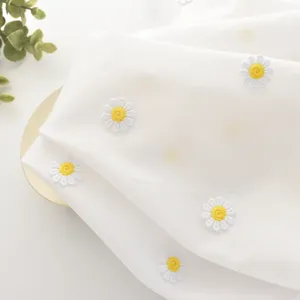 Kaliteli pamuk 3d çiçek pamuk dantel nakış kumaş çocuk elbise 3d çiçek nakış kumaş