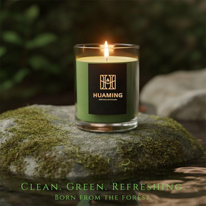 Bougie parfumée à la cire de soja HUAMING, étiquette privée, pot en verre transparent, mèche en coton, autocollant personnalisé avec logo doré, aromathérapie, parfum d'ambiance pour la maison - Product Image 4