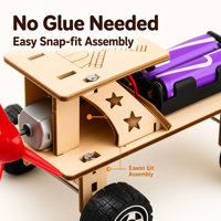 5 in 1 Puzzle Mobil Kayu 3D Bersertifikat CE, Baterai Alkaline AA, Mainan Edukasi Sains Teknik DIY untuk Anak-anak