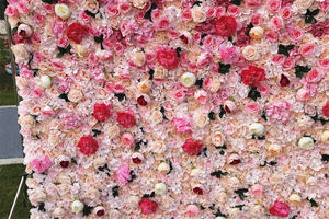 QSLH Ti448 White Gradient Pink Flower Wall fondale muro di <span class=keywords><strong>fiori</strong></span> decorativi artificiali di seta per lo sfondo del banchetto dell'evento del partito - Product Image 6