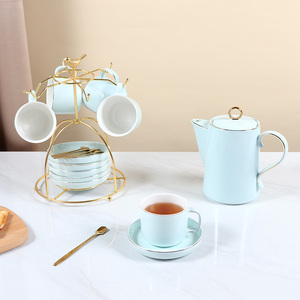 2021 nuovo arrivo all'ingrosso oro Rim <span class=keywords><strong>Set</strong></span> di <span class=keywords><strong>6</strong></span> confezione regalo tazza <span class=keywords><strong>Set</strong></span> da tè in ceramica <span class=keywords><strong>Set</strong></span> da tè in vendita - Product Image 4