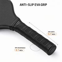 Raquette de paddle en carbone 18K à manche long, noyau silencieux en nid d'abeille de 14 mm approuvé par l'USAPA, en fibre de carbone brute et caoutchouc