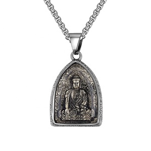 Nueva joyería de budismo, colgante de Buda de acero inoxidable, collar de amuleto tailandés - Product Image 4