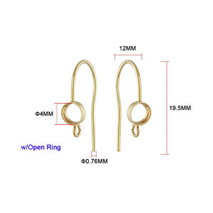 14Kゴールド充填GF耳ワイヤー4MMベゼル耳ワイヤーリング付きジュエリーイヤリング製造アクセサリー - Product Image 6