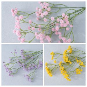 CallaFloral Fleurs artificielles de Gypsophile Jaune Blanc en plastique pour décoration de mariage, bouquet à branche unique - Product Image 3