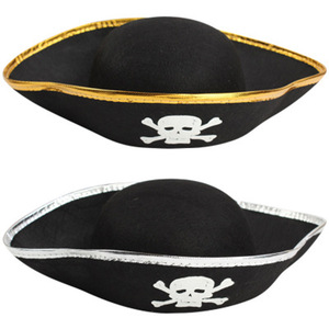 Nuovo Cappello Tricorno da Pirata per Halloween con Bordo Oro/Argento, Materiale Durevole e Riutilizzabile, Accessorio per Costume Stile Capitano dei Caraibi - Product Image 3