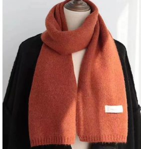 Écharpe étroite de couleur unie tricotée de haute qualité hiver polyvalent étudiant chaud cou écharpe écharpe, chapeau et gants ensembles - Product Image 4