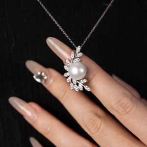 סיטונאי טבעי מים פנינה s925 פרח גפן גפן תליון שרשרת לנשים - Product Image 1