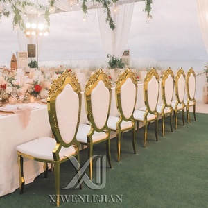 Sillas de Banquete de Acero Inoxidable Dorado de Excelente Calidad para Hoteles y Restaurantes Modernos de Lujo, Silla de <span class=keywords><strong>Reina</strong></span> para Bodas, Fiestas y Cenas - Product Image 1