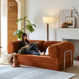 Sofá Cama Plegable de Tela con Estructura Metálica Minimalista Italiana para Apartamentos <span class=keywords><strong>Pequeños</strong></span>, Sala de Estar, Dormitorio, Sofá Doble de 3 Plazas - Product Image 3