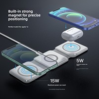 Chargeur sans fil magnétique empilable 15W 70% avec port TYPE-C, support de charge rapide trois-en-un pour iPhone 17, écouteurs et montre