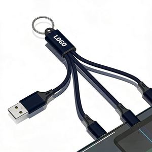 Factory Custom 13Cm Weave 2A Short Portable 3 in 1 Charging Type C to <b>Usb</b> <b>2.0</b> With Keychain <b>Cable</b> - Product Image 1