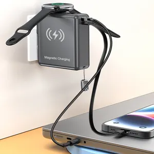 10000 di alimentazione portatile per Power Bank da viaggio con presa integrata da parete per caricabatterie wireless con power Bank di ricarica staccabile di tipo C