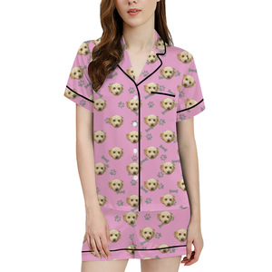 Conjunto de <span class=keywords><strong>pijama</strong></span> de satén con estampado floral para mujer-Verano de punto de dos piezas con mangas cortas Cierre de cintura elástica para la temporada de primavera - Product Image 2