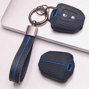 Housse de clé de voiture en silicone avec porte-clés pour Isuzu D Max Mu x V Cross <span class=keywords><strong>Bison</strong></span> <span class=keywords><strong>Rodeo</strong></span> Trooper, porte-clés anti-rayures pour un transport quotidien - Product Image 1
