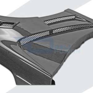 Guardabarros de carbono Q50 para Infiniti Q50 V37 DLF V3, tipo fibra de carbono, guardabarros delantero ventilado (con ventilación superior) - Product Image 3