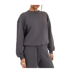 Sweat-shirts solides pour femmes 100% coton tissu tricoté Logo personnalisé broderie nouveau Design OEM prix de gros pour l'hiver - Product Image 1