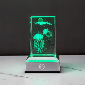 <span class=keywords><strong>Projecteur</strong></span> de cristal cube, veilleuse moderne, design géométrique 3D, capteur tactile, alimentation USB, lumière ambiante multicolore, ornement de maison - Product Image 6