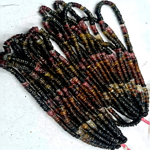Perles en pierre naturelle multi-tourmaline en gros, forme Heishi 7-8mm, lisses, brin de 14 pouces, provenant de fournisseurs de pierres précieuses - Product Image 1