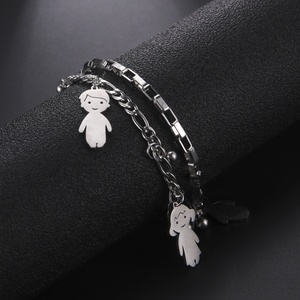 La vendita più calda Little Girl Little Boy Charm Cartoon Cute Character braccialetti per bambini placcati in <span class=keywords><strong>oro</strong></span> per regali di compleanno - Product Image 3