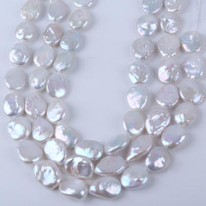 Perles d'eau douce naturelles blanches de forme baroque, 15-17 mm, boutons lâches, accessoires de bricolage, matériel en gros - Product Image 2