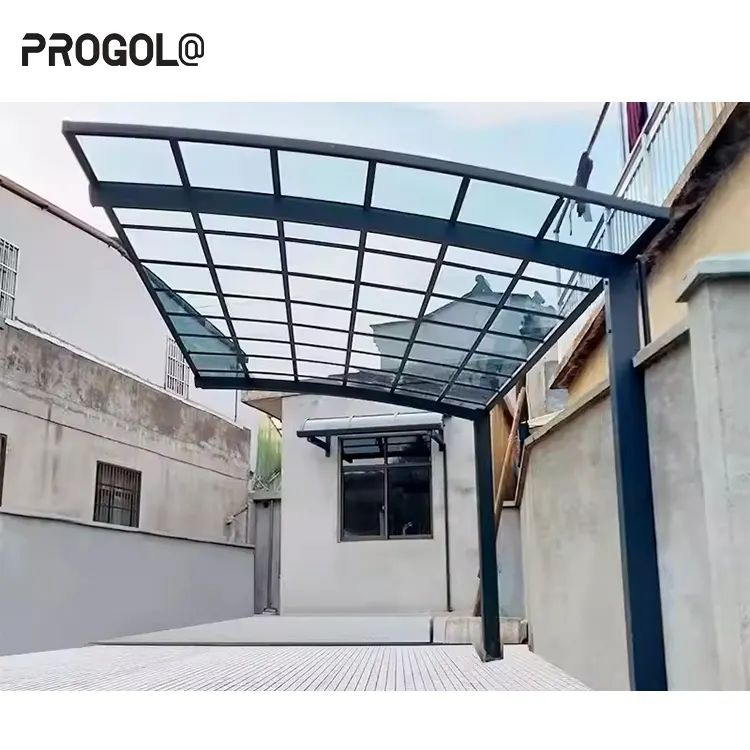 Progola Outdoor Aluminum Carport Parking Shed Metal Car Canopy With Polycarbonate Arched Roof Carports For Car Parking