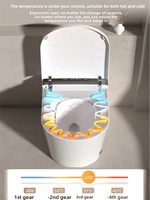 WC intelligent carré avec télécommande, capteur de pied, commande vocale IA, siège chauffant, fonctionnement automatique, S-Trap
