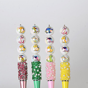 Perles en acrylique de 16 mm, couleurs mélangées, imprimées sur le thème des dinosaures, pour la fabrication de cordons de téléphone portable, accessoires de mode colorés - Product Image 4