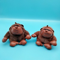 Haute qualité personnalisé Mini singe chimpanzé porte-clés en cuir PU peluche peluche tissu gorille porte-clés en peluche