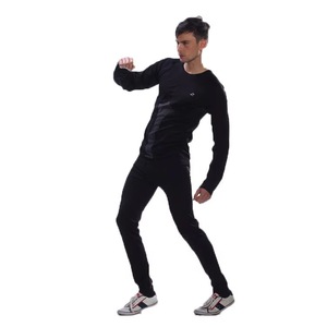 Conjunto de <span class=keywords><strong>Camiseta</strong></span> Negra de Manga Larga para Hombre, Pantalones Cómodos Sin Costuras, <span class=keywords><strong>Camiseta</strong></span> Larga Deportiva, Ropa <span class=keywords><strong>Interior</strong></span> Deportiva - Product Image 1