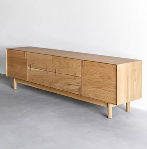 Meuble TV de luxe en noyer massif avec tiroirs pour salon moderne - Product Image 1