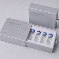Boîte d'emballage écologique personnalisée de type boîte d'allumettes pour flacons de peptides, avec séparateur en papier pour l'emballage de plusieurs flacons