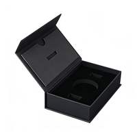 Boîte cadeau pliante magnétique noire de luxe personnalisée pour bijoux, parfum, iPhone, bougie, chocolat