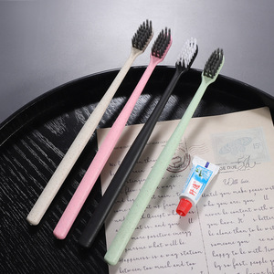 B & B Inn Ensemble de brosses à dents jetables à poils souples Brosse à dents cylindrique en plastique avec paille de blé avec dentifrice pour les voyages d'hôtels - Product Image 3