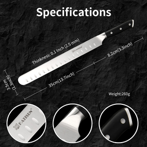 Cuchillo profesional para cortar carne, hoja <span class=keywords><strong>de</strong></span> acero al carbono, cuchillo para rebanar jamón con mango ergonómico - Product Image 4