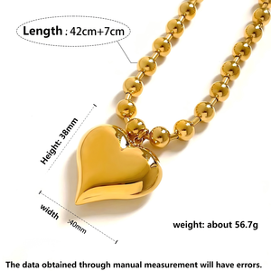 كليورو مكتنزة من الفولاذ المقاوم للصدأ قلادة سوار مجموعة أقراط قلب مجوف معلقة مقاومة للماء تشويه المجوهرات - Product Image 4