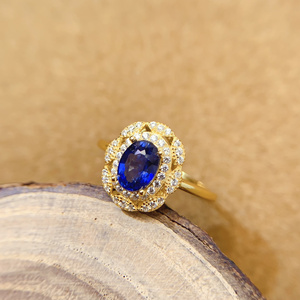 Anillo de Plata de Ley 925 con Baño de Oro de 18k y Zafiro/Rubí Natural para Mujer, Uso Diario, Regalo, Venta al Por Mayor de Fábrica - Product Image 2