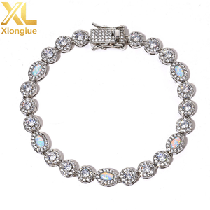 6mm Micro Opal Clear Multi Gemstone Chain Brass Necklace CZ Iced Out Zircon Jewelry Gift for Women <b>Men</b> Party - Product Image 4