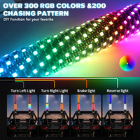 Lampe LED laser 2FT RGB avec effet de poursuite et projecteur de faisceau supérieur pour drapeau de sécurité, idéale pour UTV, RZR, dunes de sable, conduite de nuit, 12V
