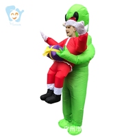 Costume gonflable amusant pour adultes, taille plus, unisexe, Halloween, Nouvel An, Alien portant Père Noël, en polyester