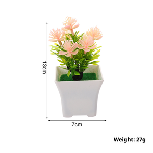 Mini plante artificielle colorée en pot, pot carré blanc en plastique, décoration <span class=keywords><strong>de</strong></span> table pour la maison, le café, petite décoration, vente en gros - Product Image 5