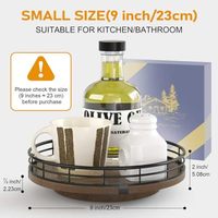 Plateau tournant Lazy Susan en chêne de style campagnard de 9 pouces pour armoire, plateau tournant rond en bois pour l'organisation et le rangement de la table à manger