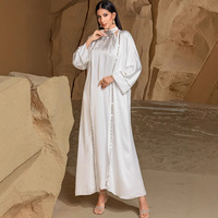 BA5112 Élégant Blanc Deux Pièces Ensemble Robe Perlée Cousue À La Main Robe Arabe Moyen-Orient Caftan Commerce Extérieur Abaya pour l'Aïd