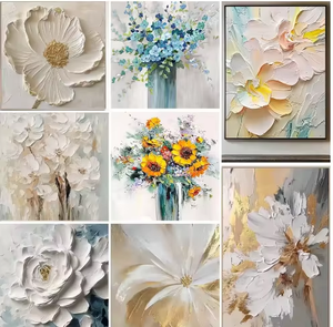 งานศิลปะตกแต่งผนังแบบแฮนด์เมดบนผ้าใบสีขาว <span class=keywords><strong>ภาพ</strong></span><span class=keywords><strong>วาด</strong></span><span class=keywords><strong>ดอกไม้</strong></span>แบบนามธรรม 3 มิติ - Product Image 3