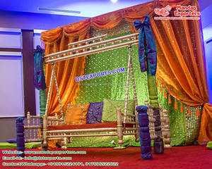 Fabulous Sangeet Stage Decor Zari Backdrops Indian Mehandi Stage Zari Backdrop <b>Curtain</b> Afgani Wedding Night Stage Zari Backdrop - Product Image 3