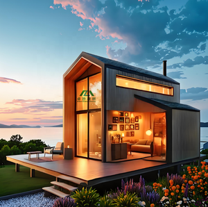 Maison triangulaire moderne préfabriquée en bois et acier, étanche, à énergie solaire, résistante au feu et écologique pour villa et hôtel - Product Image 1